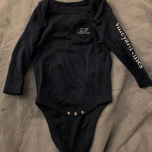 Vineyard Vines Blue Long-Sleeve Baby One-Piece